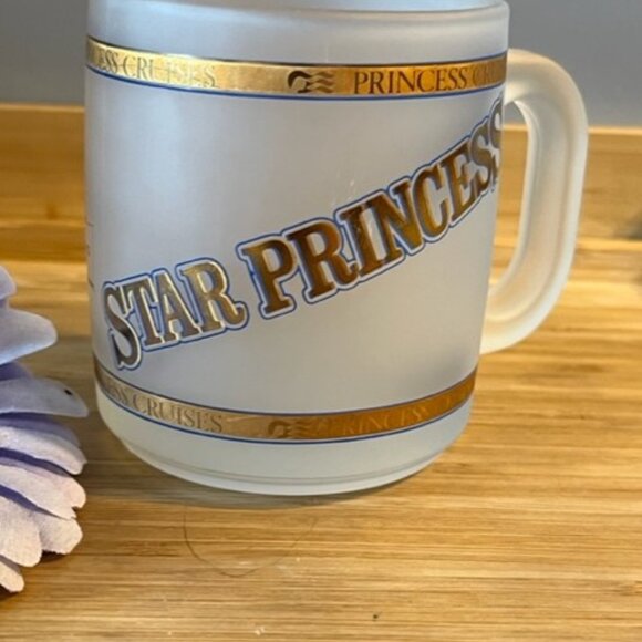 Vtg Royal Caribbean Star Princess Cruises frosted glass mug - Picture 2 of 5